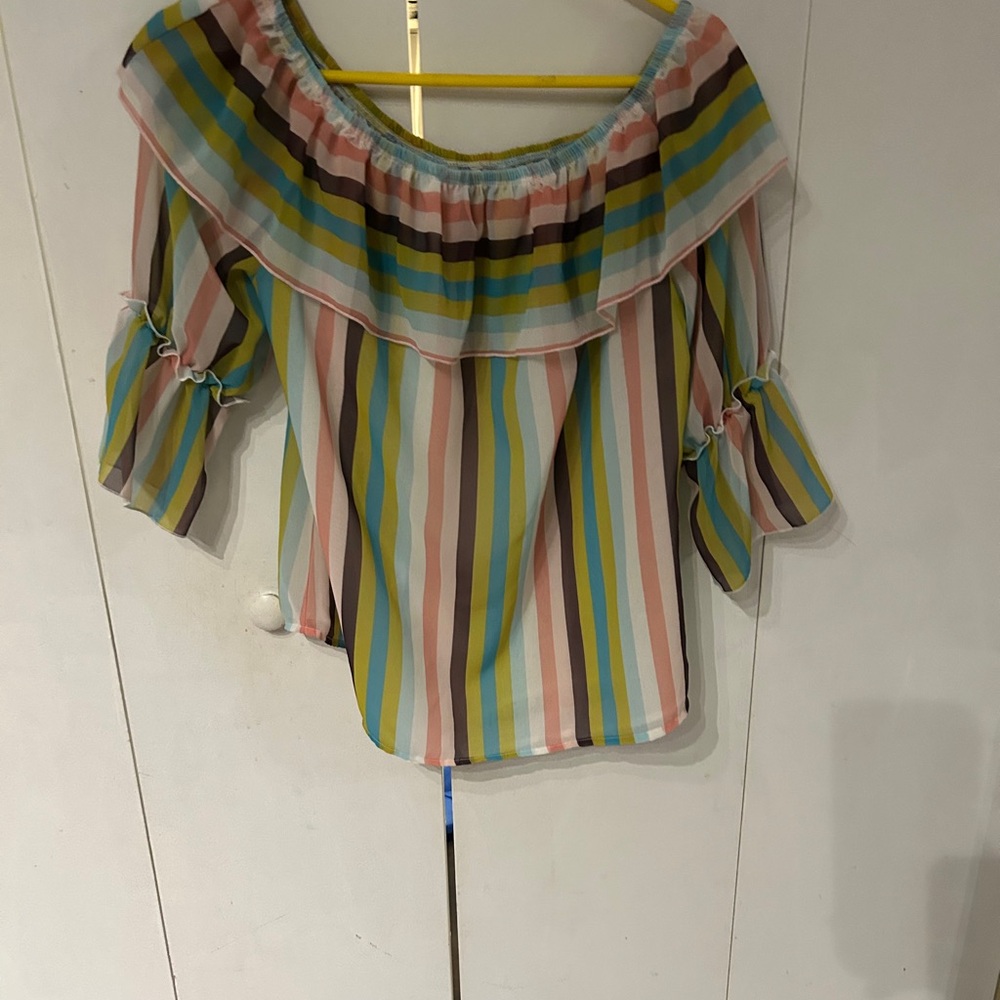 Sweet Pea Multicolor Striped Off-Shoulder Blouse